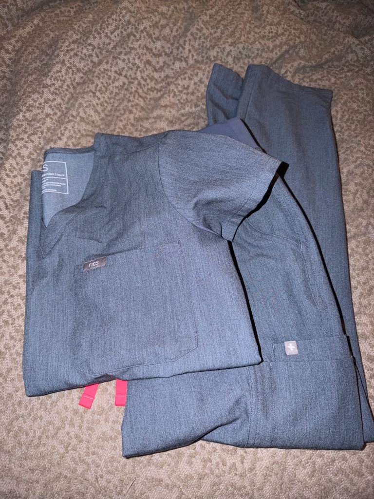 Figs Heather Denim Scrub Set